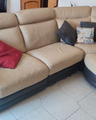Divano ERACLE&SOFÀ in Pelle-Relax Elettrico+Pouf