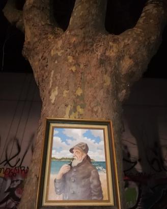 Quadro anziano pescatore con pipa G. Hagen