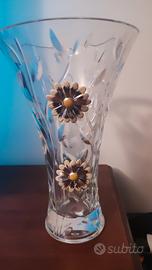 Vaso in cristallo e argento 925