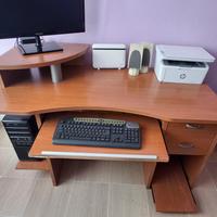  Scrivania grande per PC, ripiani e cassetti