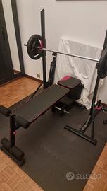 Panca inclinabile + porta bilanciere + pesi