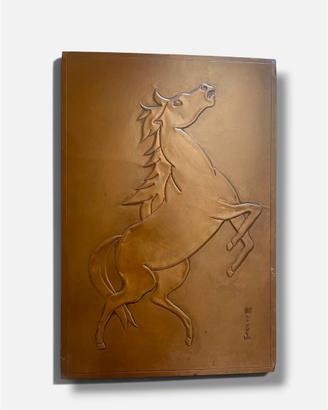Quadro Rame Sbalzo Cavallo Rampante 1960 58x39