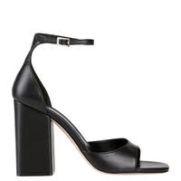 Sandali in pelle con tacco, nero, cinturino, n.40