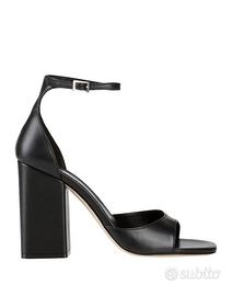 Sandali in pelle con tacco, nero, cinturino, n.40