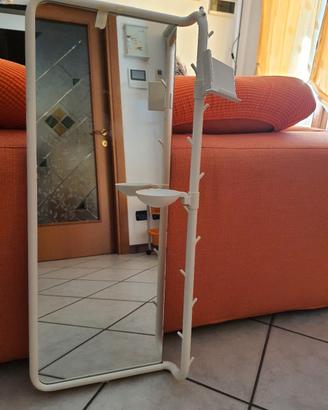 Specchio da parete con porta oggetti e cellulare 