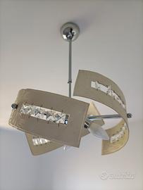 lampadario e 2 applique di pelle crema 