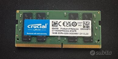 Crucial  ddr4 sodimm per Portatile da 16G