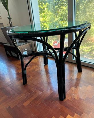 Tavolo tondo di bambu’ laccato nero