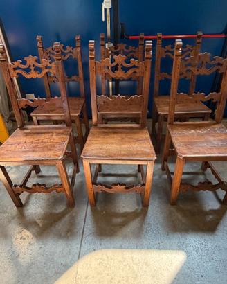 6 sedie rustiche in legno massello stile toscano