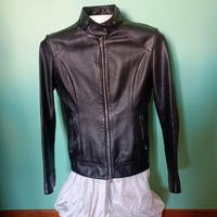 Giubbino vintage pelle nera donna tg S