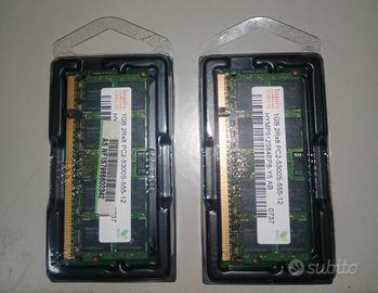 2 RAM DDR2 per PC portatili 1x1 (2gb tot)