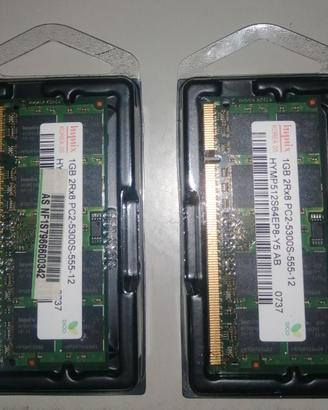 2 RAM DDR2 per PC portatili 1x1 (2gb tot)