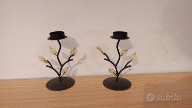 PORTACANDELE DECORATIVI IN METALLO CON FOGLIE