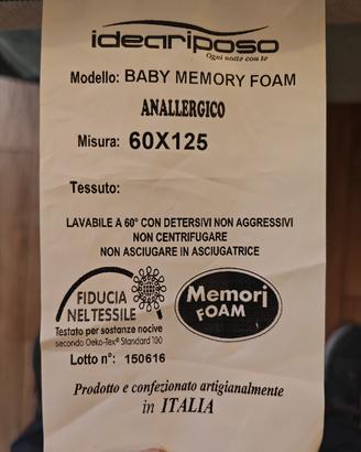 Materasso bambino, Memory sfoderabile anallergico