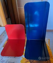 2 Fermalibri Metallo Rosso/Blu