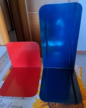 2 Fermalibri Metallo Rosso/Blu