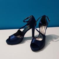 Scarpe da cerimonia di raso blu (mai usate)
