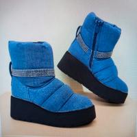 Scarpe in tessuto jeans con rialzo interno n.38