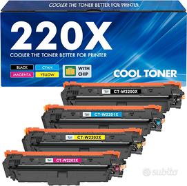 4 Toner Compatibili HP 220X 220A con Chip W2200X