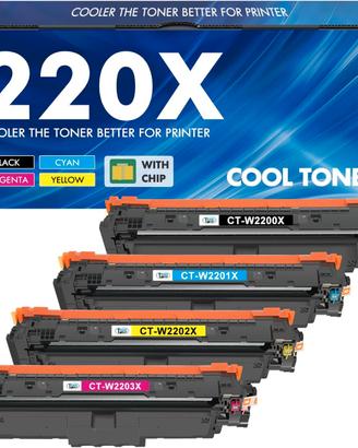 4 Toner Compatibili HP 220X 220A con Chip W2200X