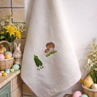 Strofinaccio in puro lino ricamato a mano-macchina