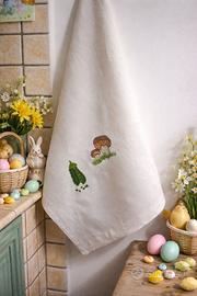 Strofinaccio in puro lino ricamato a mano-macchina