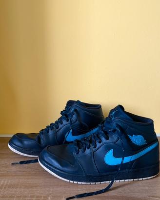 Nike Air Jordan 1 Mid Blu Scuro/Azzurro 43 Ottime