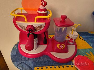 set macchina caffè barbie e bilancia in legno