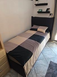 Letto Singolo Contenitore con Rete a Doghe