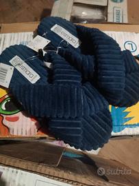 ciabatte in velluto incrociate blu