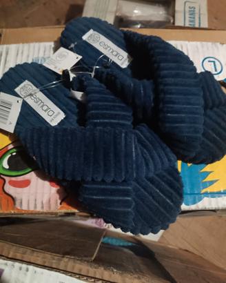 ciabatte in velluto incrociate blu