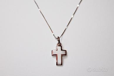 Collana Croce Oro bianco 750
