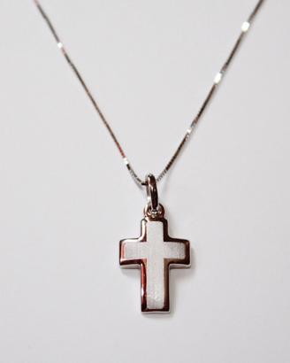 Collana Croce Oro bianco 750