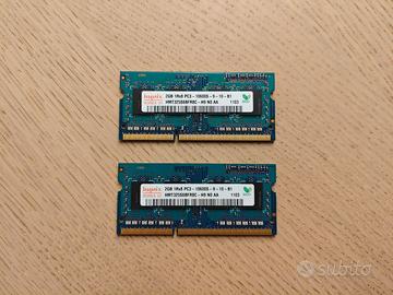 4Gb (2x2Gb) memoria RAM DDR3 Hynix per PC portatil