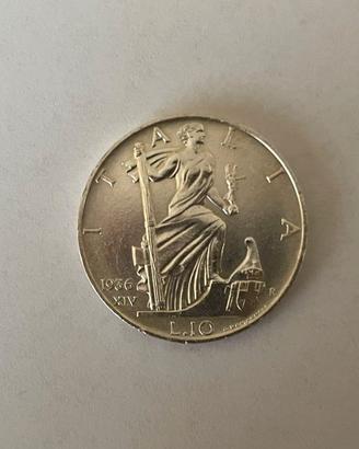 10 Lire 1936 Impero Vittorio Emanuele III FDC