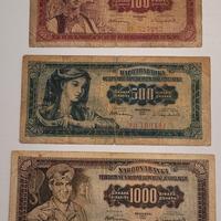 serie 100-500-1000 dinari jugoslavia 1955
