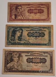 serie 100-500-1000 dinari jugoslavia 1955