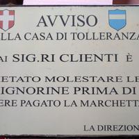 Cartello smaltato vintage "Casa Di Tolleranza" 