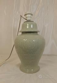 Lampada da tavolo cinese in ceramica in stile cela