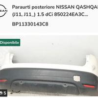 Paraurti posteriore qashqai j11 originale bianco