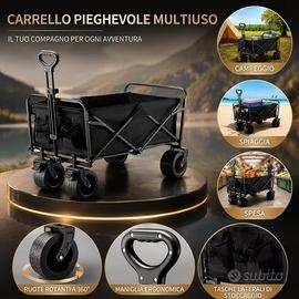 Carrello da Spiaggia Campeggio XXL 200L Ruote XL