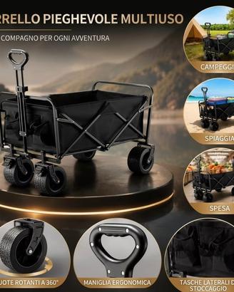 Carrello da Spiaggia Campeggio XXL 200L Ruote XL