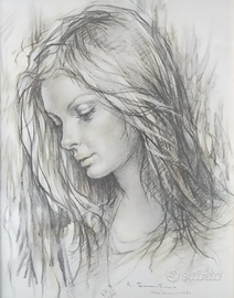 Dipinto volto di donna-Giuseppe Tarantino Mi 1974