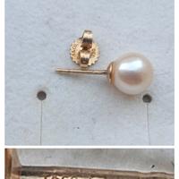 ORO 750 18 KT Carati Orecchino Con perla Naturale