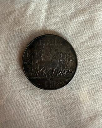 Vittorio emanuele III 20 lire 1936 .XIV - argento