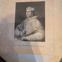 Stampa Antica Incisione XIX Secolo  Cardinale 