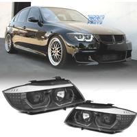 FARI BMW E90 E91 05-08 ANGEL EYES 3D FONDO NERO IN