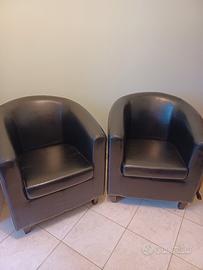 Coppia poltroncine nere in ecopelle