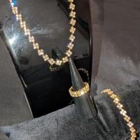 parure  gioielli in acciaio placcato oro e Zirconi