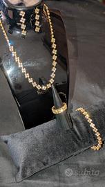 parure  gioielli in acciaio placcato oro e Zirconi